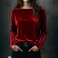 Elegant Relaxed Fit Velvet Blouse
