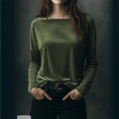 Elegant Relaxed Fit Velvet Blouse