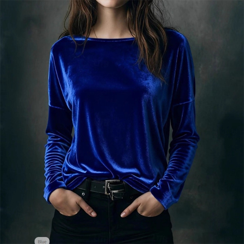 Elegant Relaxed Fit Velvet Blouse
