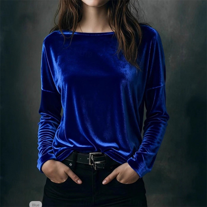 Elegant Relaxed Fit Velvet Blouse