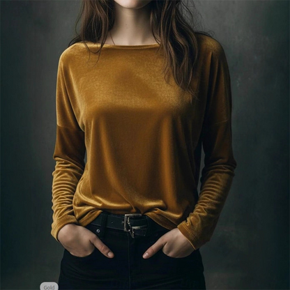 Elegant Relaxed Fit Velvet Blouse
