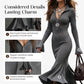 Women's Zipper Lapel Flare Sleeve Knit Fishtail Dress