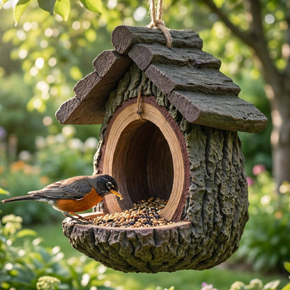 🔥60% OFF! 🐦 2026 NEW ARRIVALS – Outdoor Bird Feeder with Realistic Tree Stump Design | Garden Decor & Wildlife Sanctuary in One! 🌿✨
