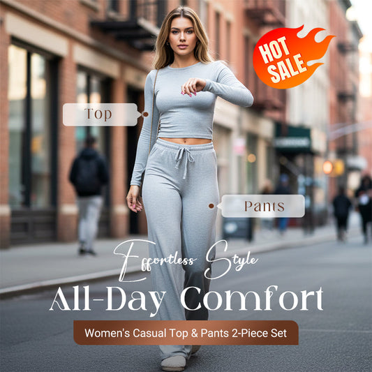 👚 50% OFF NOW! 💎Women's Casual 2-Piece Set – Slim Top & Straight-Leg Pants, Soft Stretch Fabric ✨