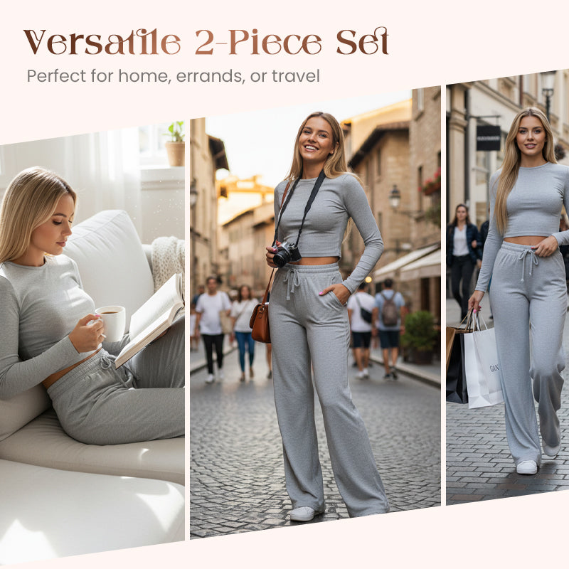 👚 50% OFF NOW! 💎Women's Casual 2-Piece Set – Slim Top & Straight-Leg Pants, Soft Stretch Fabric ✨