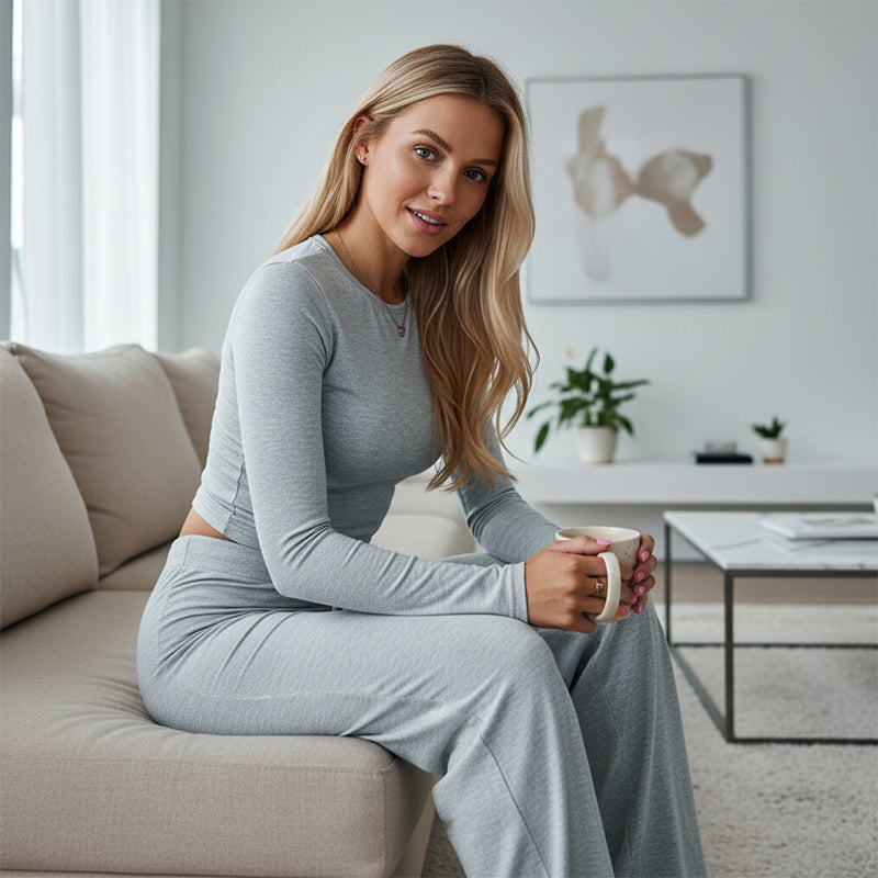 👚 50% OFF NOW! 💎Women's Casual 2-Piece Set – Slim Top & Straight-Leg Pants, Soft Stretch Fabric ✨