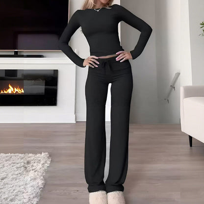 👚 50% OFF NOW! 💎Women's Casual 2-Piece Set – Slim Top & Straight-Leg Pants, Soft Stretch Fabric ✨