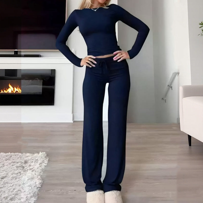 👚 50% OFF NOW! 💎Women's Casual 2-Piece Set – Slim Top & Straight-Leg Pants, Soft Stretch Fabric ✨