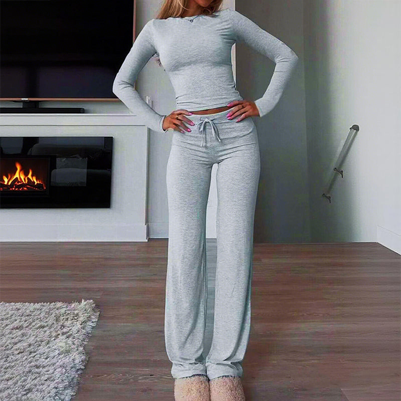 👚 50% OFF NOW! 💎Women's Casual 2-Piece Set – Slim Top & Straight-Leg Pants, Soft Stretch Fabric ✨