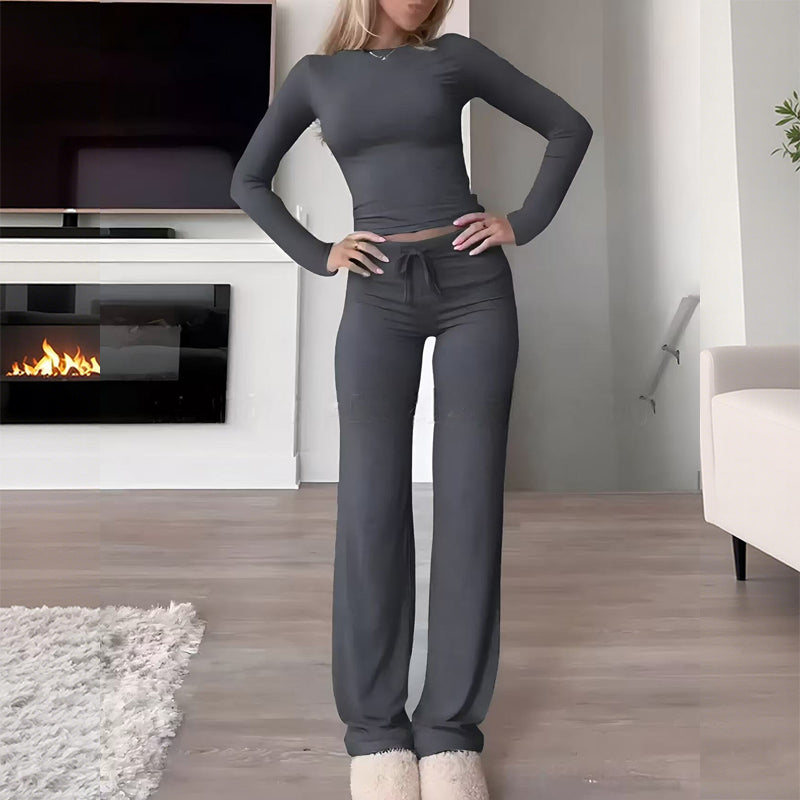 👚 50% OFF NOW! 💎Women's Casual 2-Piece Set – Slim Top & Straight-Leg Pants, Soft Stretch Fabric ✨