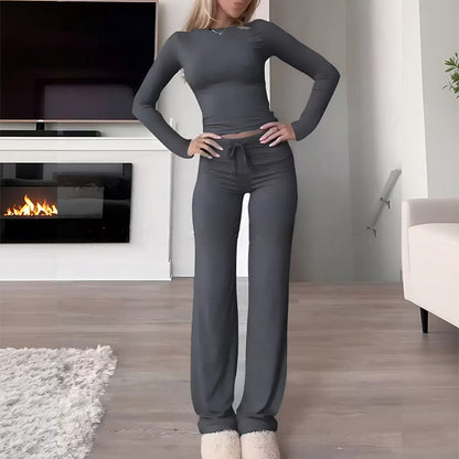 👚 50% OFF NOW! 💎Women's Casual 2-Piece Set – Slim Top & Straight-Leg Pants, Soft Stretch Fabric ✨