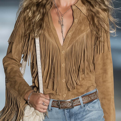 Women's Faux Suede Tassel Jacket