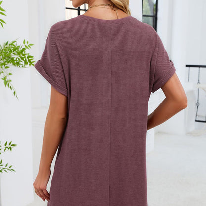 Women's Short Sleeve Lace Patchwork A-Line Dress