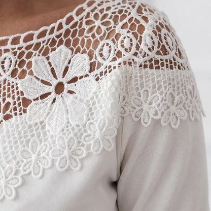 📢Hot Sale Deals -📣Women's Elegant Lace Neckline Slim Fit Top