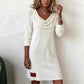 🔥✨ Women's Knitted Dress With Long Sleeves And A Shawl Collar—Soft And Elegant, The Perfect Choice For Late Summer.