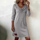 🔥✨ Women's Knitted Dress With Long Sleeves And A Shawl Collar—Soft And Elegant, The Perfect Choice For Late Summer.