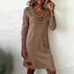 🔥✨ Women's Knitted Dress With Long Sleeves And A Shawl Collar—Soft And Elegant, The Perfect Choice For Late Summer.