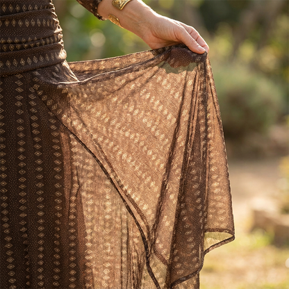 Bohemian V-Neck Ruched Mesh Maxi Dress👗