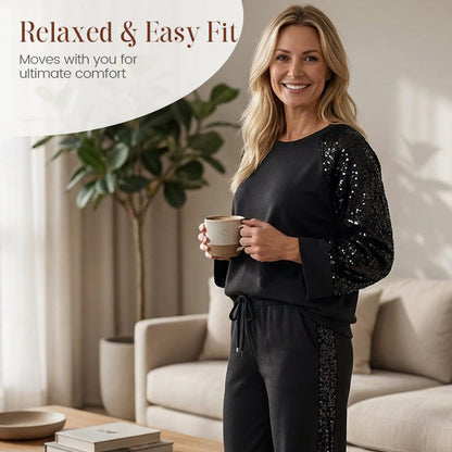 🎁💥Women's Sequin Spliced Sweatshirt & Pants Set