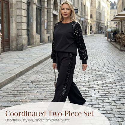 🎁💥Women's Sequin Spliced Sweatshirt & Pants Set