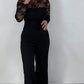 Elegant Lace Sleeve Wide-Leg Jumpsuit