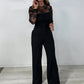 Elegant Lace Sleeve Wide-Leg Jumpsuit