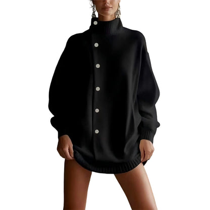 Women's High-Neck Button-Up Cardigan