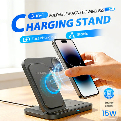 3-in-1 Foldable Magnetic Wireless Charging Stand