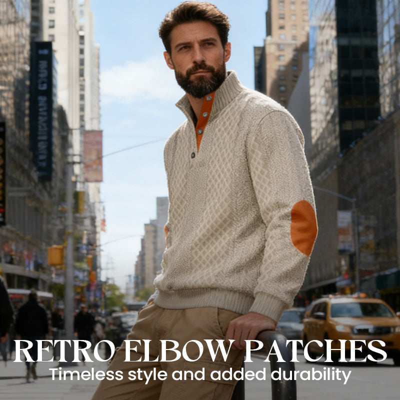 Men's Textured Jacquard Collared Sweatshirt - BUY 3 FREE SHIPPING
