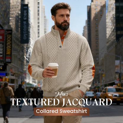 Men's Textured Jacquard Collared Sweatshirt - BUY 3 FREE SHIPPING
