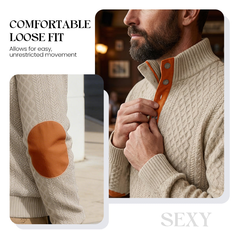 Men's Textured Jacquard Collared Sweatshirt - BUY 3 FREE SHIPPING