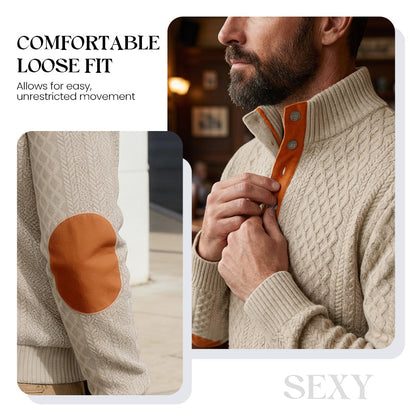 Men's Textured Jacquard Collared Sweatshirt - BUY 3 FREE SHIPPING