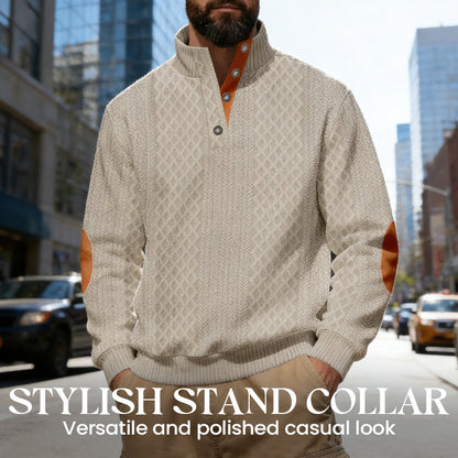 Men's Textured Jacquard Collared Sweatshirt - BUY 3 FREE SHIPPING