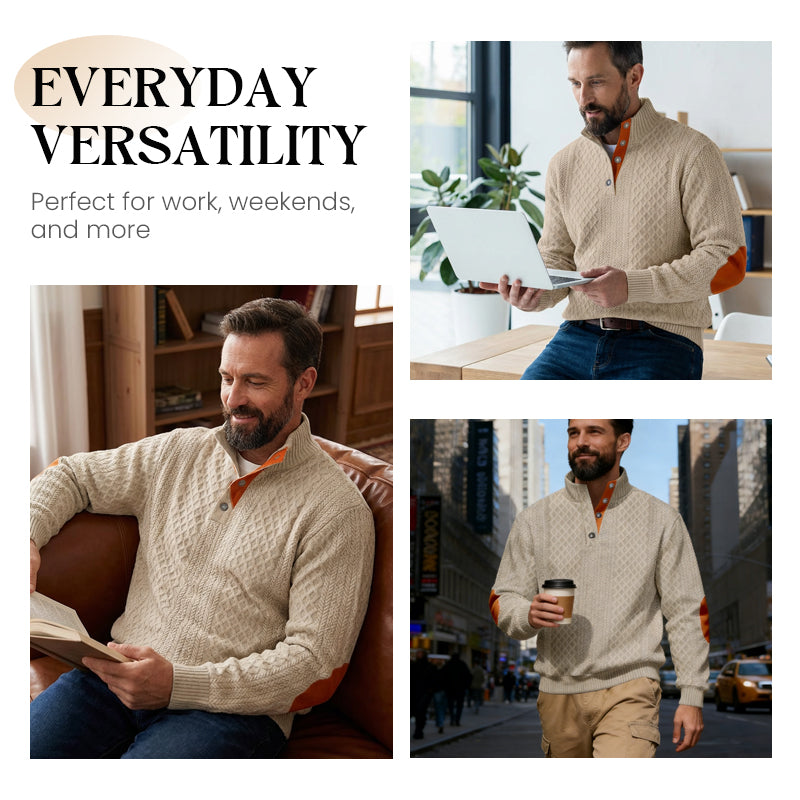 Men's Textured Jacquard Collared Sweatshirt - BUY 3 FREE SHIPPING