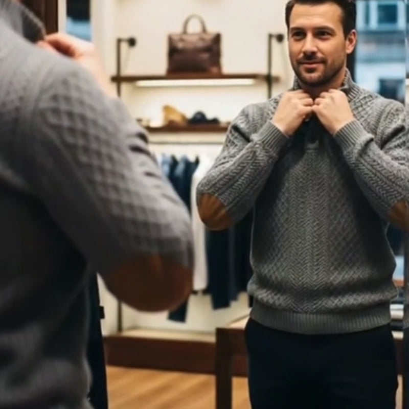 Men's Textured Jacquard Collared Sweatshirt - BUY 3 FREE SHIPPING
