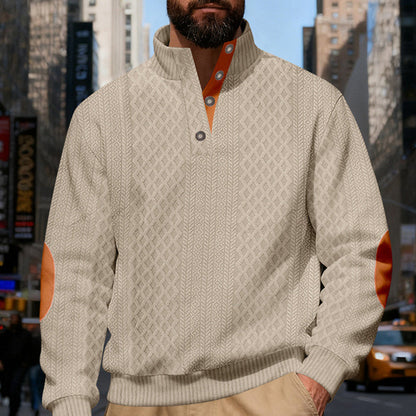 Men's Textured Jacquard Collared Sweatshirt - BUY 3 FREE SHIPPING