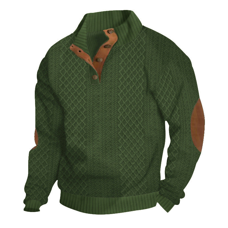 Men's Textured Jacquard Collared Sweatshirt - BUY 3 FREE SHIPPING