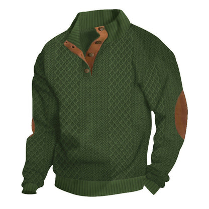 Men's Textured Jacquard Collared Sweatshirt - BUY 3 FREE SHIPPING