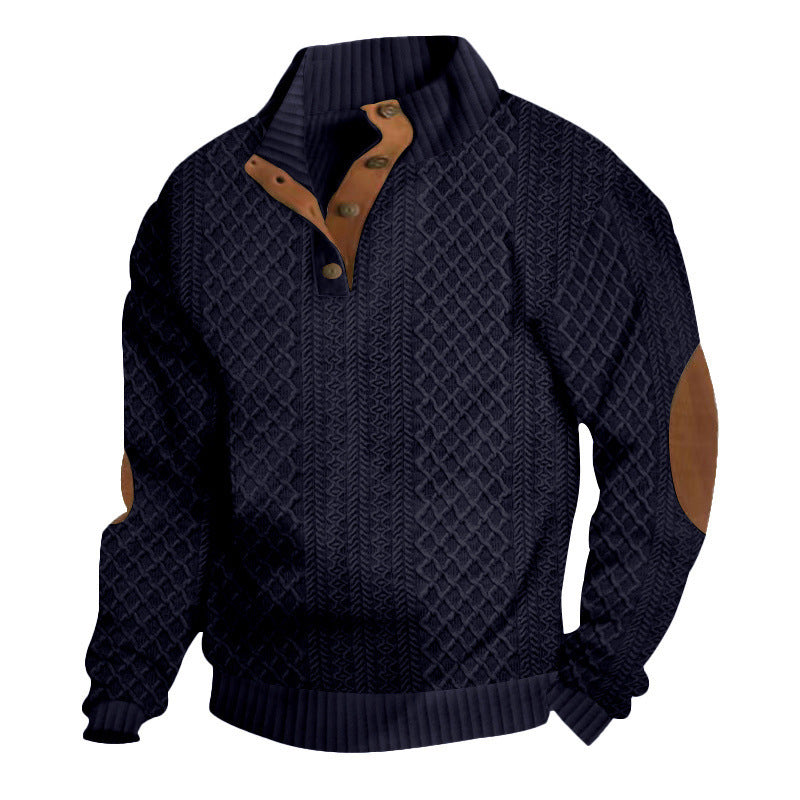 Men's Textured Jacquard Collared Sweatshirt - BUY 3 FREE SHIPPING