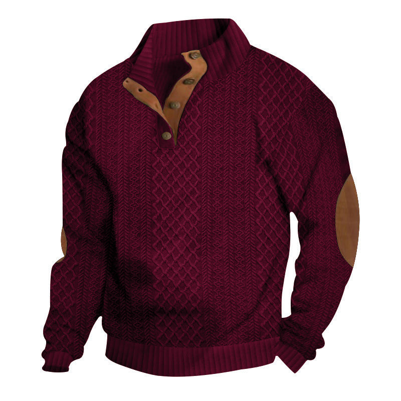 Men's Textured Jacquard Collared Sweatshirt - BUY 3 FREE SHIPPING