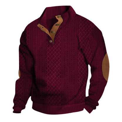 Men's Textured Jacquard Collared Sweatshirt - BUY 3 FREE SHIPPING