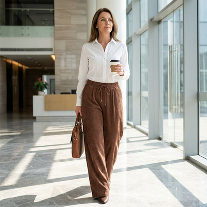 👖✨ Casual Loose Fit Corduroy Trousers for Women – Wide-Leg, Adjustable Waist & Wrinkle-Resistant Retro Style