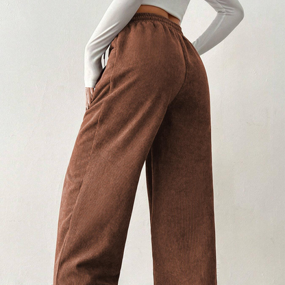 👖✨ Casual Loose Fit Corduroy Trousers for Women – Wide-Leg, Adjustable Waist & Wrinkle-Resistant Retro Style