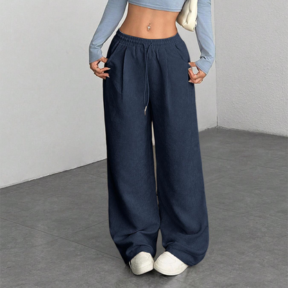 👖✨ Casual Loose Fit Corduroy Trousers for Women – Wide-Leg, Adjustable Waist & Wrinkle-Resistant Retro Style