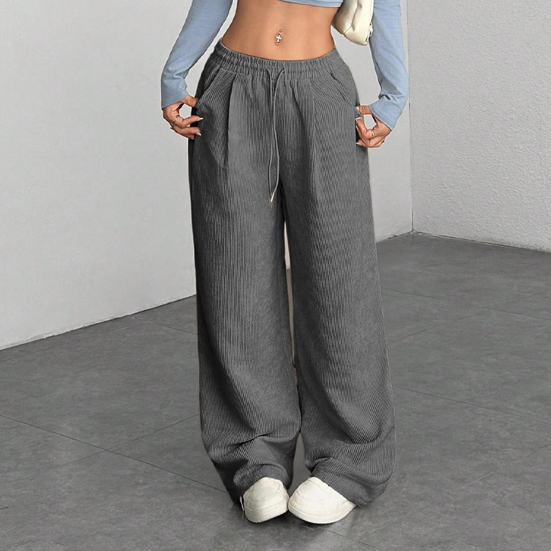 👖✨ Casual Loose Fit Corduroy Trousers for Women – Wide-Leg, Adjustable Waist & Wrinkle-Resistant Retro Style