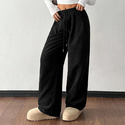 👖✨ Casual Loose Fit Corduroy Trousers for Women – Wide-Leg, Adjustable Waist & Wrinkle-Resistant Retro Style