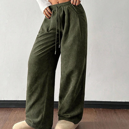 👖✨ Casual Loose Fit Corduroy Trousers for Women – Wide-Leg, Adjustable Waist & Wrinkle-Resistant Retro Style
