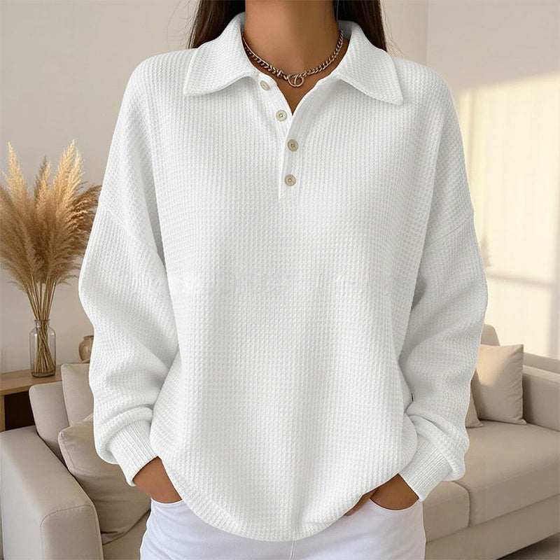 Casual Collared Button-Up Top