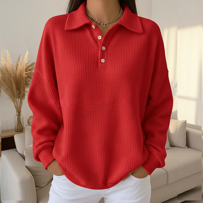 Casual Collared Button-Up Top