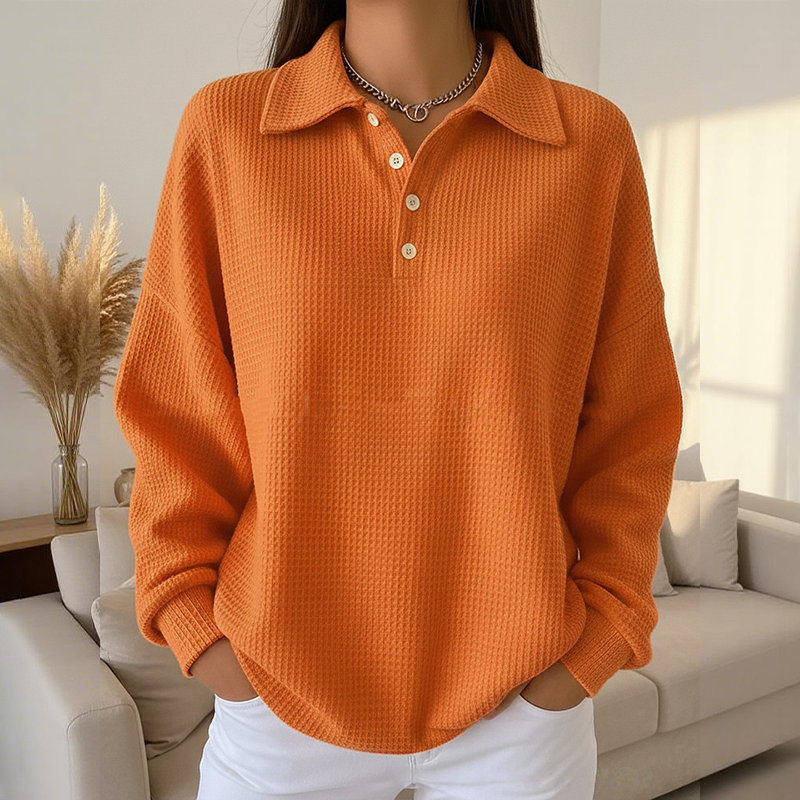 Casual Collared Button-Up Top